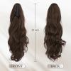 BARSDAR 20 Inch Wavy Claw Clip Ponytail Extension + Comb Clip Drawstring Curly Ponytail Extension- Brown view 2