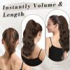 BARSDAR 20 Inch Wavy Claw Clip Ponytail Extension + Comb Clip Drawstring Curly Ponytail Extension- Brown view 4