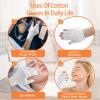 3 Pairs Cotton Gloves, 100% White Cotton Moisturizing Gloves for Dry Hands, Fingerless Touchscreen Design for Sleeping Eczema Spa Treatment Overnight Hydration Unisex Size view 3