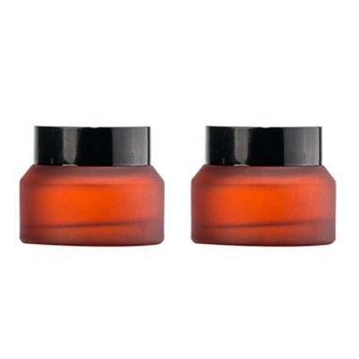 2Pcs 30ML/1OZ Wine Red Empty Glass Cosmetic Jars Glass Refillable Bottles with Screw Cap Lid Travel Cosmetic Containers for Travel Makeup Creams Cosmetic Storage