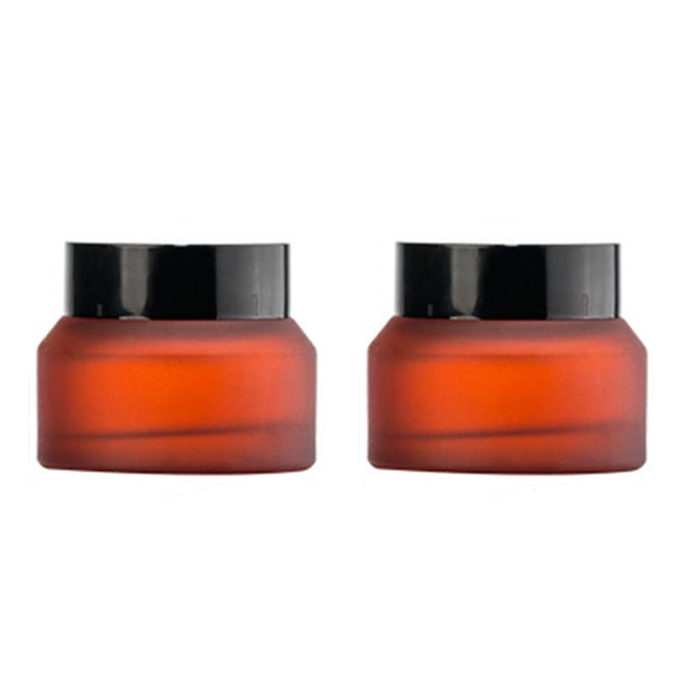 2Pcs 30ML/1OZ Wine Red Empty Glass Cosmetic Jars Glass Refillable Bottles with Screw Cap Lid Travel Cosmetic Containers for Travel Makeup Creams Cosmetic Storage