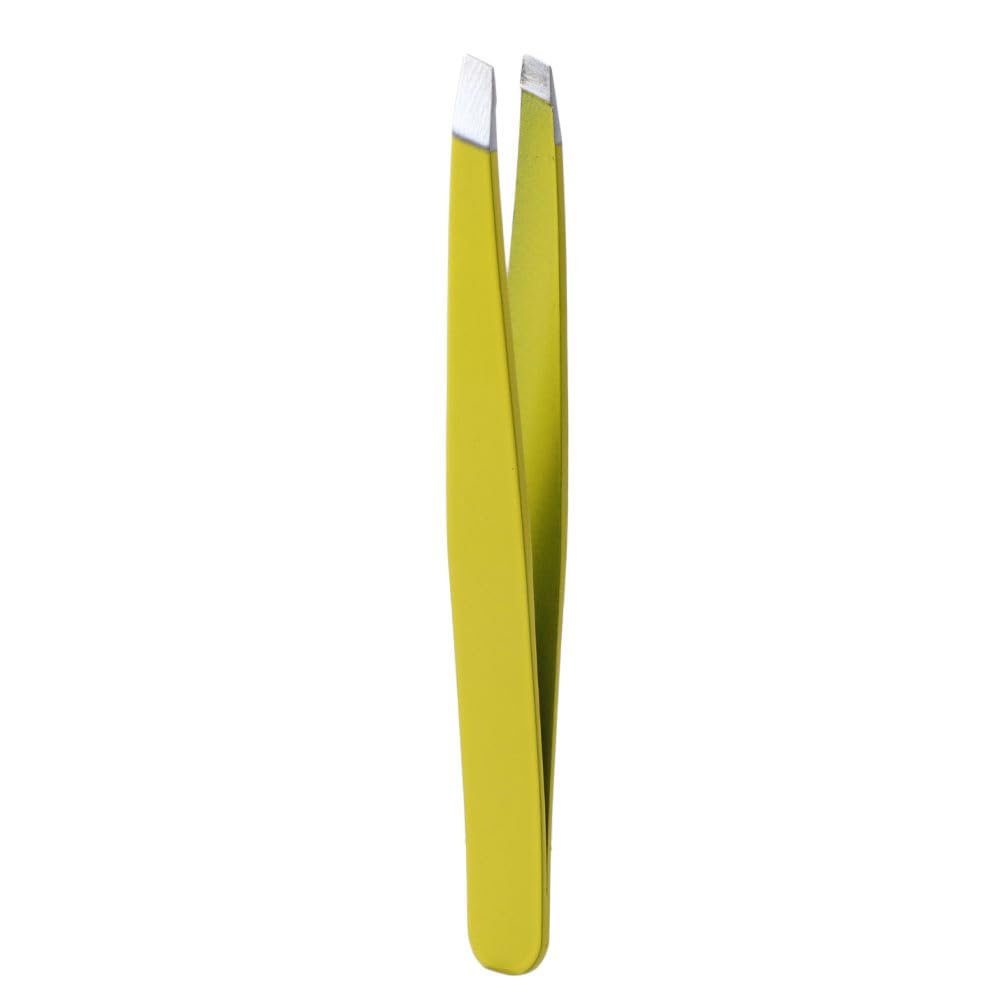 Eyebrow Tweezer, Professional Multicolor Eye Brow Clips Hair Removal Tweezer, Stainless Steel Slant Tip and Pointed Eyebrow Tweezer(yellow)