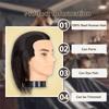 Eumos Mannequin Head, Male Mannequin Head with 100% Human Hair 12'' Barber Mannequin Head Hairdresser Manikin Training Head for Hair Practice Cutting Styling(Black) view 2