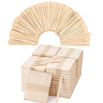 1200 Pcs Wooden Eyebrow Waxing Sticks with Handle and 2400 Pcs 4.5' Popsicle Sticks for Crafts