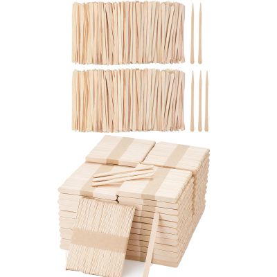 2400 Pcs 4.5' Popsicle Sticks for Crafts and 1200Pcs Wooden Wax Sticks (Without Handl)