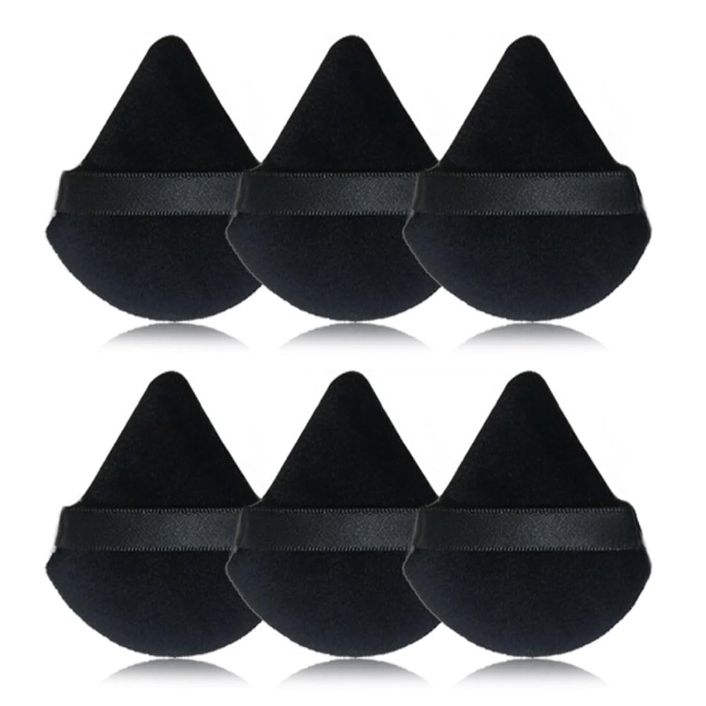 6 Pcs Black Powder Puff Face Soft Triangles Makeup Puff For Loose Powder Mineral Powder Cosmetic Makeup Tools
