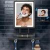 Shinowa Heated Shower Mirror Fogless for Shaving, 360 Adjustable Lighted Shower Mirror with 3 Color Modes, Rechargeable Anti Fog Shower Shaving Mirror with Large Storage Tray & Razor Holder, Black view 1