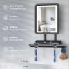 Shinowa Heated Shower Mirror Fogless for Shaving, 360 Adjustable Lighted Shower Mirror with 3 Color Modes, Rechargeable Anti Fog Shower Shaving Mirror with Large Storage Tray & Razor Holder, Black view 2