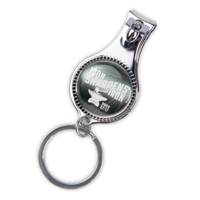 3-in-1 Scripture Nail Clipper Multitool, Green - Iron Sharpens Iron, Prov 27:17 - Metal Bible Verse Keychain Nail Clipper Tool with Bottle Opener & Nail File - Christian Pocket Tools for Men