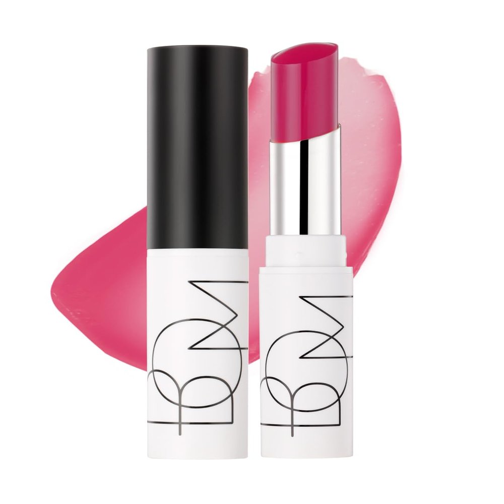 BOM COSMETICS Dewy Lip Balm #6 PURE ROSE, Sheer Glow Lip Care with Vitamin E and Shea Butter for Hydration, Nourishment, and Plump Lips, Buildable Juicy Shine in 7 Lively Colors, Korean Lip Makeup