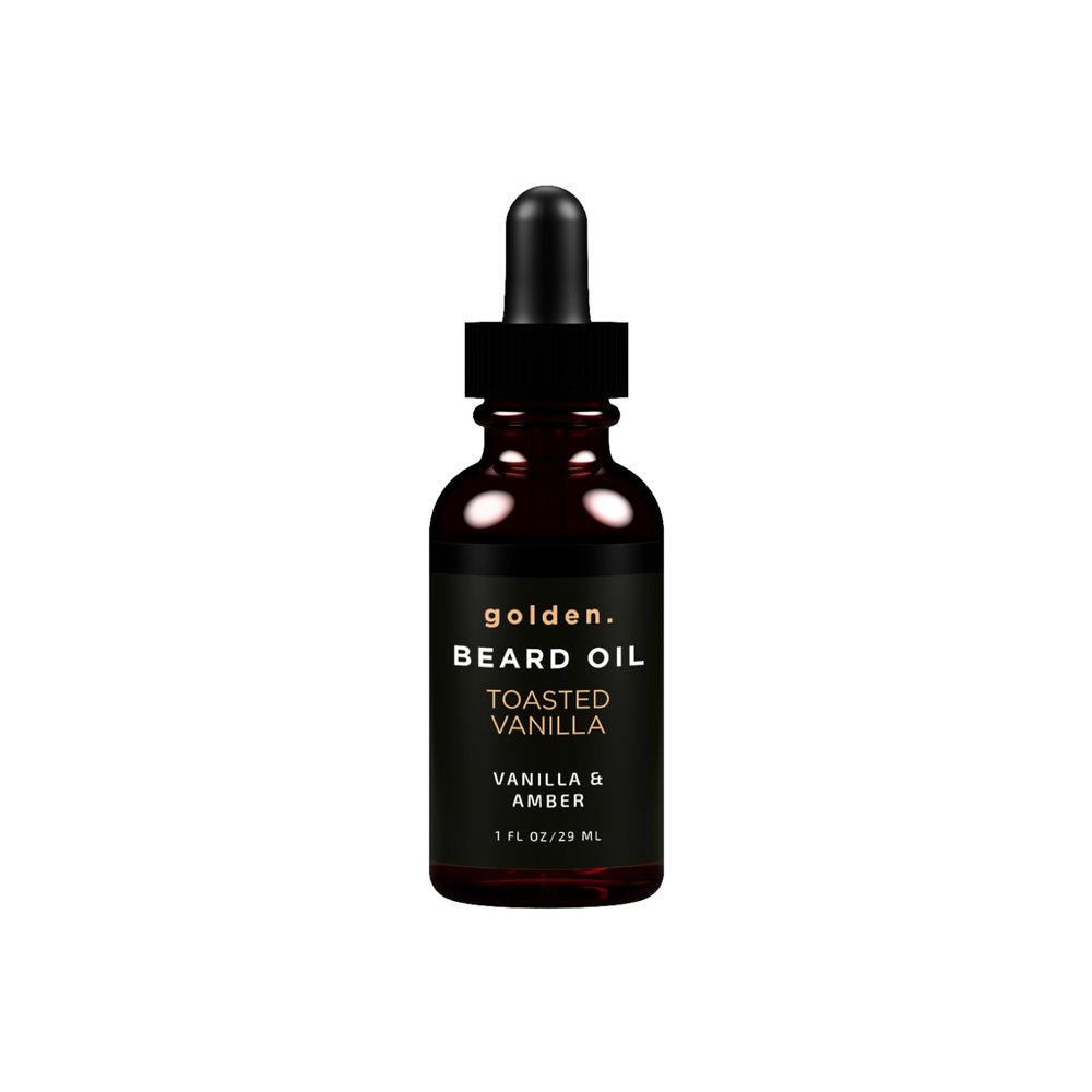 Golden Grooming Beard Oil for Men | Natural Growth Kit with Castor Oil, Jojoba Oil, and Olive Oil | Tames, Moisturizes & Styles | Toasted Vanilla Scent | 1oz