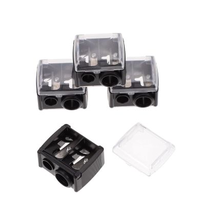 minkissy 4pcs Dual Eyebrow Pencil Sharpeners Makeup Tool for Women Black Compact Design with Shavings Collector for Eyeliner and Brow Pencils