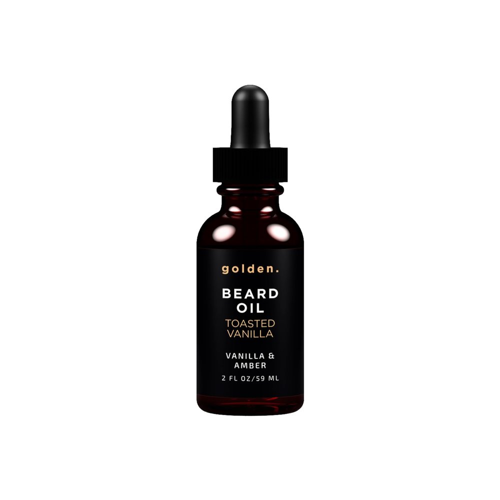 Golden Grooming Beard Oil for Men | Natural Growth Kit with Castor Oil, Jojoba Oil, and Olive Oil | Tames, Moisturizes & Styles | Toasted Vanilla Scent | 2oz
