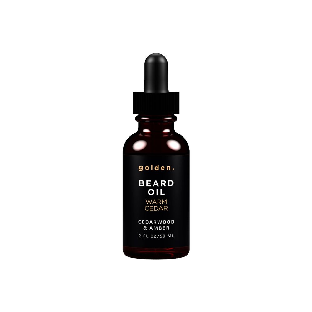 Golden Grooming Beard Oil for Men | Natural Growth Kit with Castor Oil, Jojoba Oil, and Olive Oil | Tames, Moisturizes & Styles | Warm Cedar Scent | 2oz