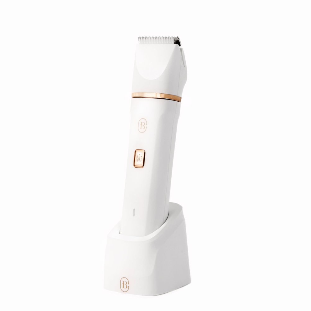 Bella Ciao 10-Piece Electric Trimmer Set for Women, Body and Bikini Hair Trimmer with Ceramic Blade, Ear and Nose Hair Remover, Detail Heads, Comb Guides, Charging Dock and USB Cable