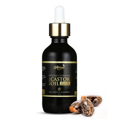Allurials Organic Castor Oil  2 Fl Oz | 100% Pure & Natural | Premium-Grade Carrier Oil for Hair Growth, Eyelashes & Eyebrows | Moisturizing Oil for Skin & Body