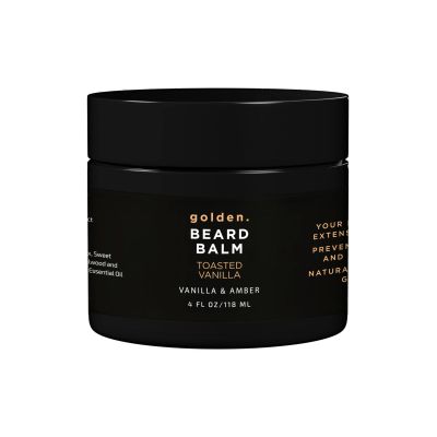 Golden Grooming Beard Balm | Unique Masculine Scent | Shea Butter for Beard Growth | Tames, Moisturizes & Styles Toasted Vanilla, 4oz