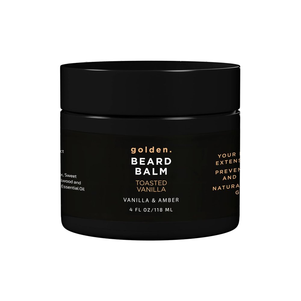 Golden Grooming Beard Balm | Unique Masculine Scent | Shea Butter for Beard Growth | Tames, Moisturizes & Styles Toasted Vanilla, 4oz