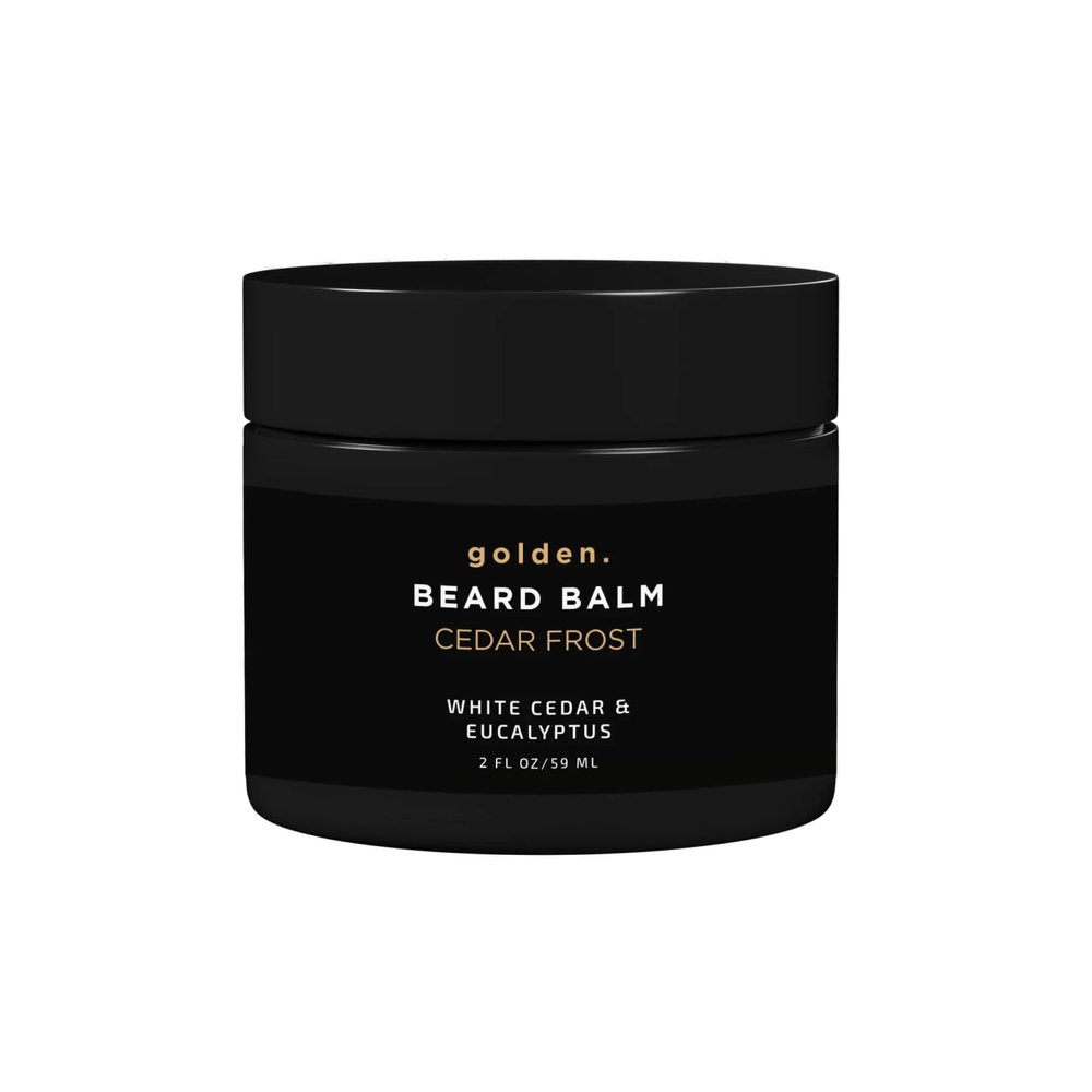 Golden Grooming Beard Balm | Unique Masculine Scent | Shea Butter for Beard Growth | Tames, Moisturizes & Styles Cedar Frost, 2oz