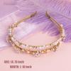 Framendino, Gold Double Crystal Headband Pearls Metals Beaded Hair Ties Flower for Women Wedding Headdress view 2