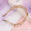 Framendino, Gold Double Crystal Headband Pearls Metals Beaded Hair Ties Flower for Women Wedding Headdress view 4
