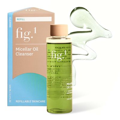 Fig.1 Micellar Oil Cleanser Refill for Face - Makeup Remover Cleansing oil, Facial Cleanser - Squalane & Grapeseed Oil Formula, Cleanse without Clogging Pores, Acne-Prone Facial Skincare, 3.4 Fl/Oz