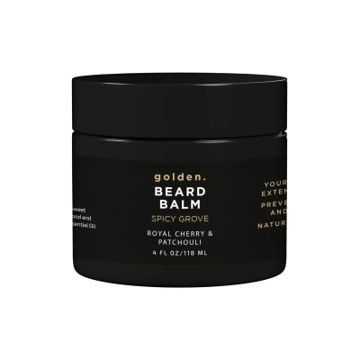 Golden Grooming Beard Balm | Unique Masculine Scent | Shea Butter for Beard Growth | Tames, Moisturizes & Styles Spicy Grove, 4oz