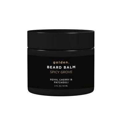 Golden Grooming Beard Balm | Unique Masculine Scent | Shea Butter for Beard Growth | Tames, Moisturizes & Styles  Spicy Grove, 2oz