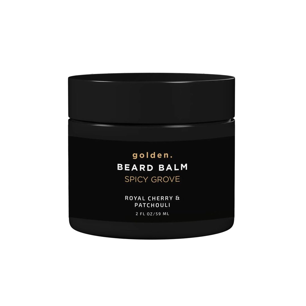 Golden Grooming Beard Balm | Unique Masculine Scent | Shea Butter for Beard Growth | Tames, Moisturizes & Styles  Spicy Grove, 2oz