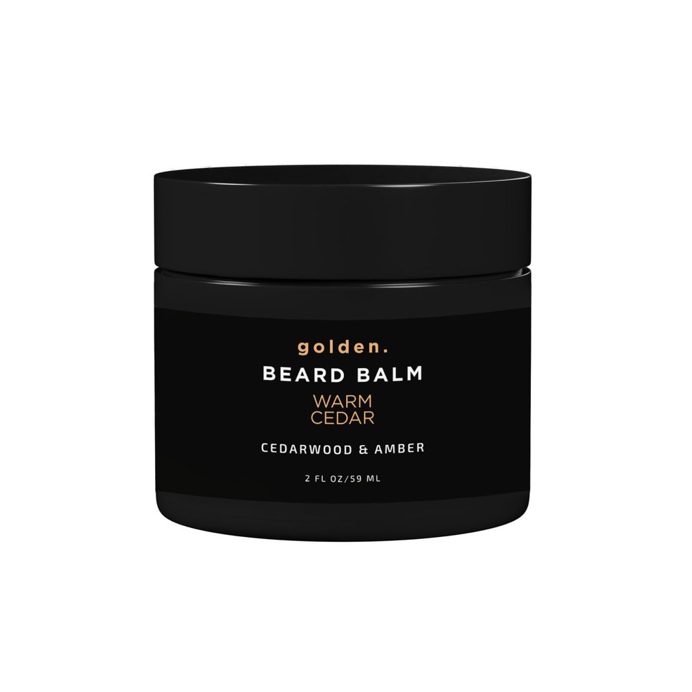 Golden Grooming Beard Balm | Unique Masculine Scent | Shea Butter for Beard Growth | Tames, Moisturizes & Styles Warm Cedar, 2oz