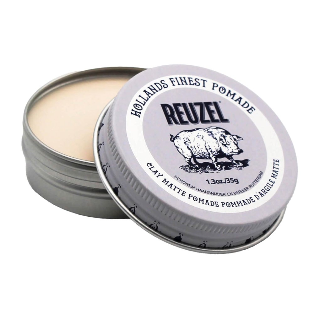 REUZEL Clay Matte Pomade, Medium All Day Hold, Water Soluble Styling, Matte Finish and Flake Free, Easy To Wash Out, For All Hair Types