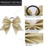 16 PCS Large Gold Glitter Cheer Hair Bows, Shiny Cheerleading Bows Ponytail Holder for Cheerleader Girls Softball Sports and Christmas Tree Decor (Glitter Gold) view 4