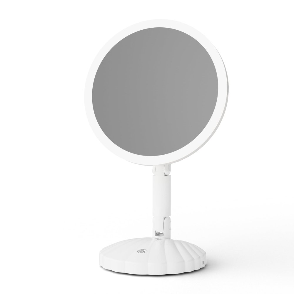 Foldable 15X Magnifying Mirror with Lights,Portable Vanity Mirror,3 Colors Light Modes, Desk or Travel Use,Stepless Adjustable Lighted Makeup Mirror
