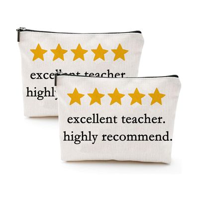 Teacher Makeup Bag, Tavel Small Comestic Bag with Zipper, Funny Bulk Makeup Comestic Organizer Bags for Women, Teacher Appreciation Gifts, Mothers Day Gifts for Mom, Cute Christmas Gifts Favors