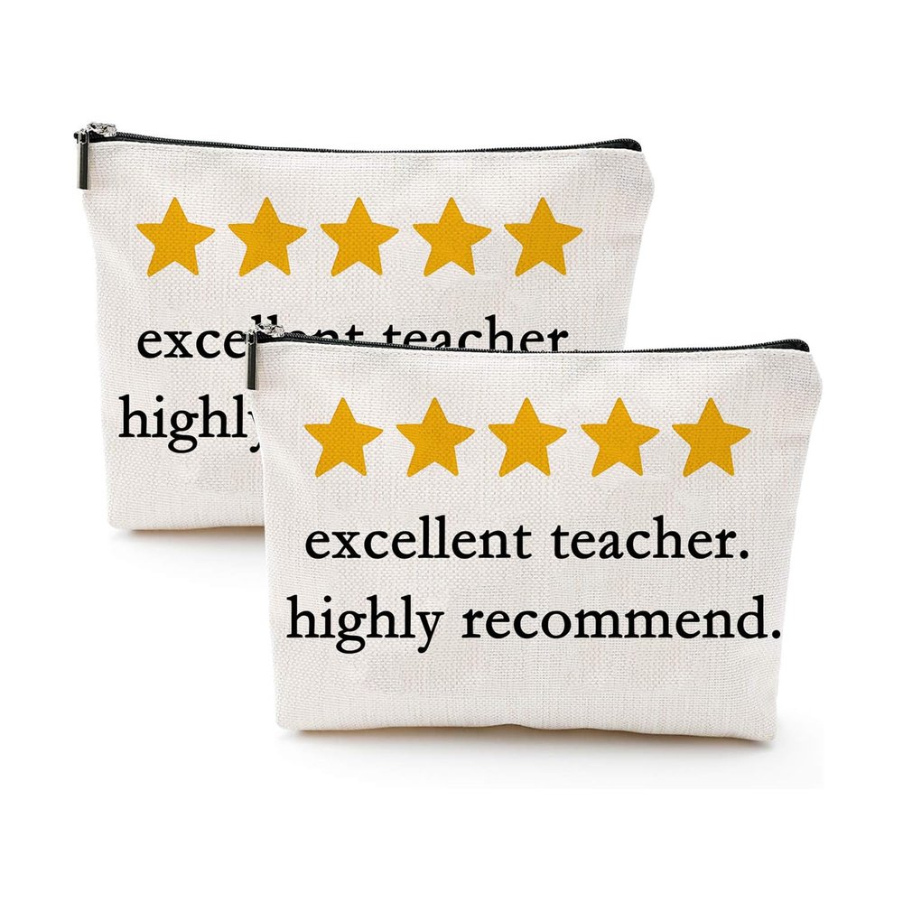 Teacher Makeup Bag, Tavel Small Comestic Bag with Zipper, Funny Bulk Makeup Comestic Organizer Bags for Women, Teacher Appreciation Gifts, Mothers Day Gifts for Mom, Cute Christmas Gifts Favors