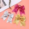 16 PCS Large Glitter Silver Cheer Hair Bows, Shiny Cheerleading Bows Ponytail Holder for Cheerleader Girls Softball Sports and Christmas Tree Decor (Silver) view 2