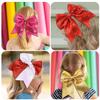 16 PCS Large Glitter Silver Cheer Hair Bows, Shiny Cheerleading Bows Ponytail Holder for Cheerleader Girls Softball Sports and Christmas Tree Decor (Silver) view 3