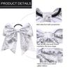 16 PCS Large Glitter Silver Cheer Hair Bows, Shiny Cheerleading Bows Ponytail Holder for Cheerleader Girls Softball Sports and Christmas Tree Decor (Silver) view 4