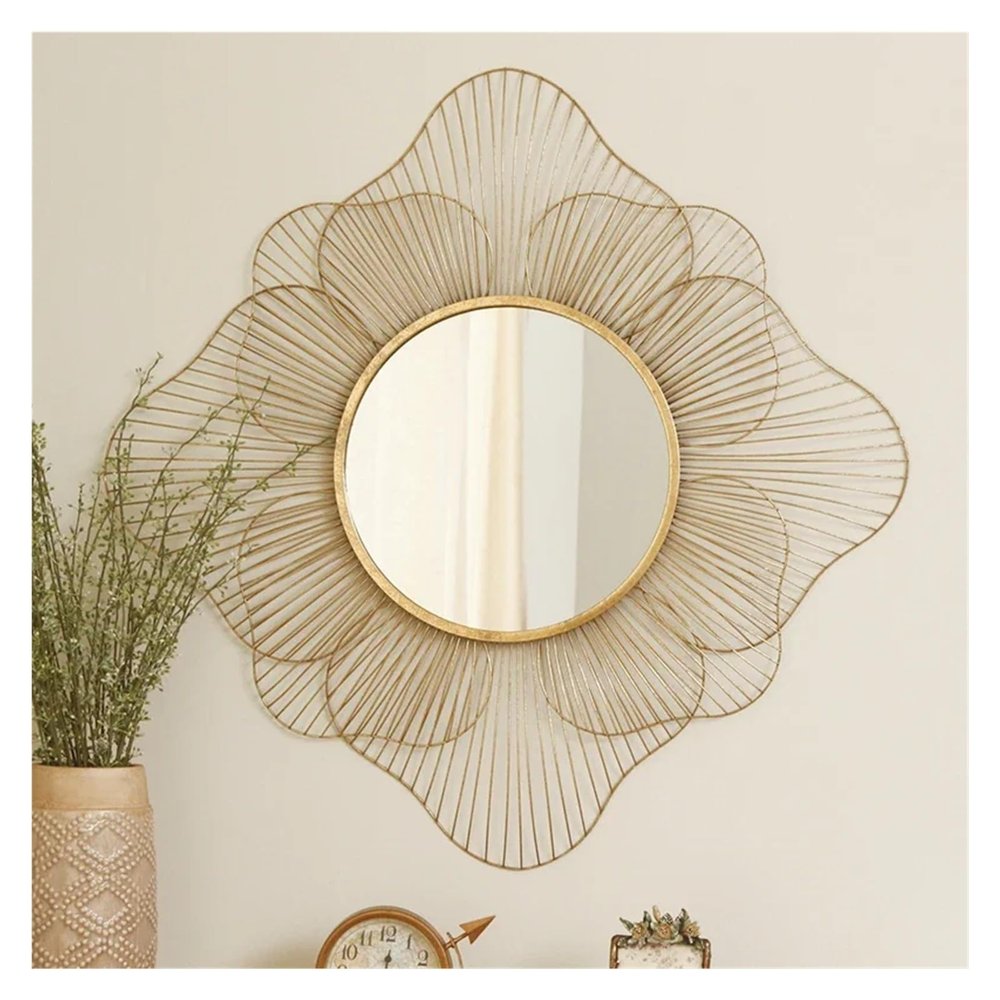32x32 Inch Shower Mirror Gold Makeup Hair Cut Bathroom Mirror Decor Aesthetic Bedroom Decorative Mirrors,Mirrors