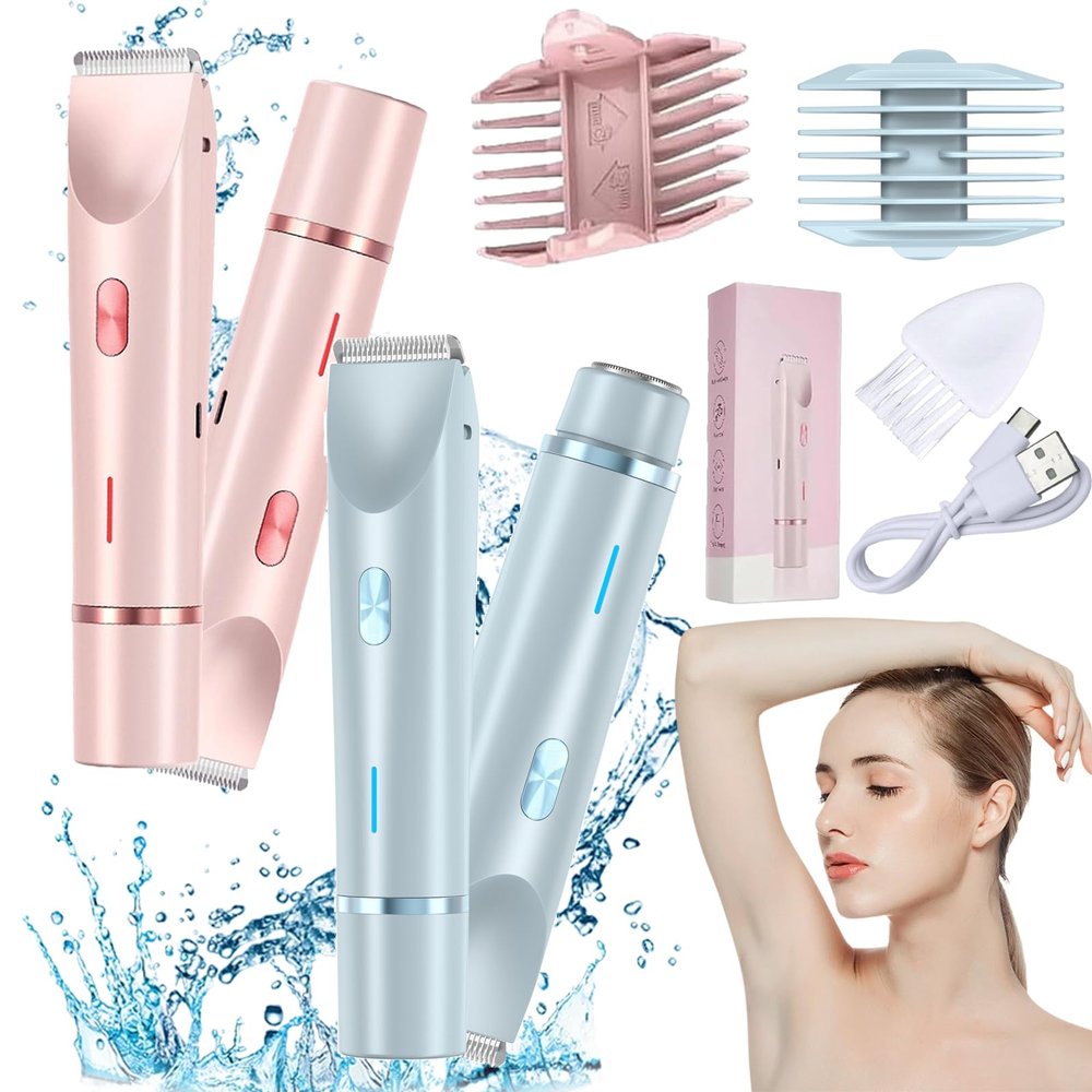 Beauty Bloom Electric Razor, Beauty Bloom 2.0, Beauty Bloom Trimmer, Beauty Bloom Razor for Women, Comfort 2 in 1 Electric Lady Shaver for Wet & Dry Use (Pink+Blue)