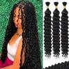 AKONSOUL Human Braiding Hair Boho Braids 110g 12A Deep Wave Bulk for Braiding No Weft 3 Bundles Wet and Wavy Curly 100% Human Hair Extensions 18 Inch Color 1B Natural view 1