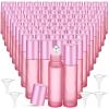 Sumind 150 Pcs Frosted Glass Roller Bottles Essential Oil 10 ml Empty Roll on Bottles with Stainless Steel Balls Leak Proof with 5 Funnel for Travel Essential Oil Perfume(Frosted Pink) view 1