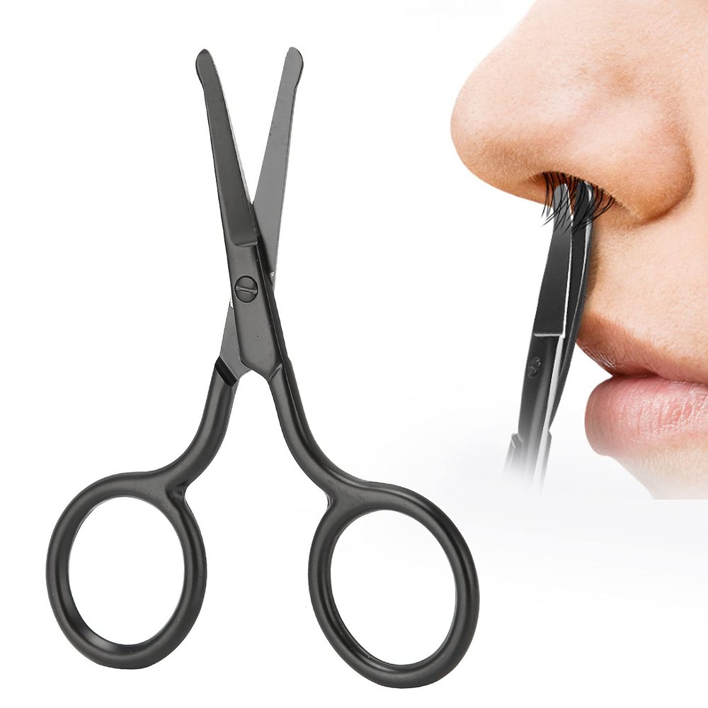 Small Scissors, Rounded Stainless Steel Facial Hair Scissors Nose Hair Scissors Round Tip Design Professional Grooming Scissors