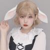 Surakey Cosplay Girl Plush Furry Bunny Ears Headwear Accessory Animal Rabbit Headband Droopy Ear Headband for Girls Women, White Peach view 4