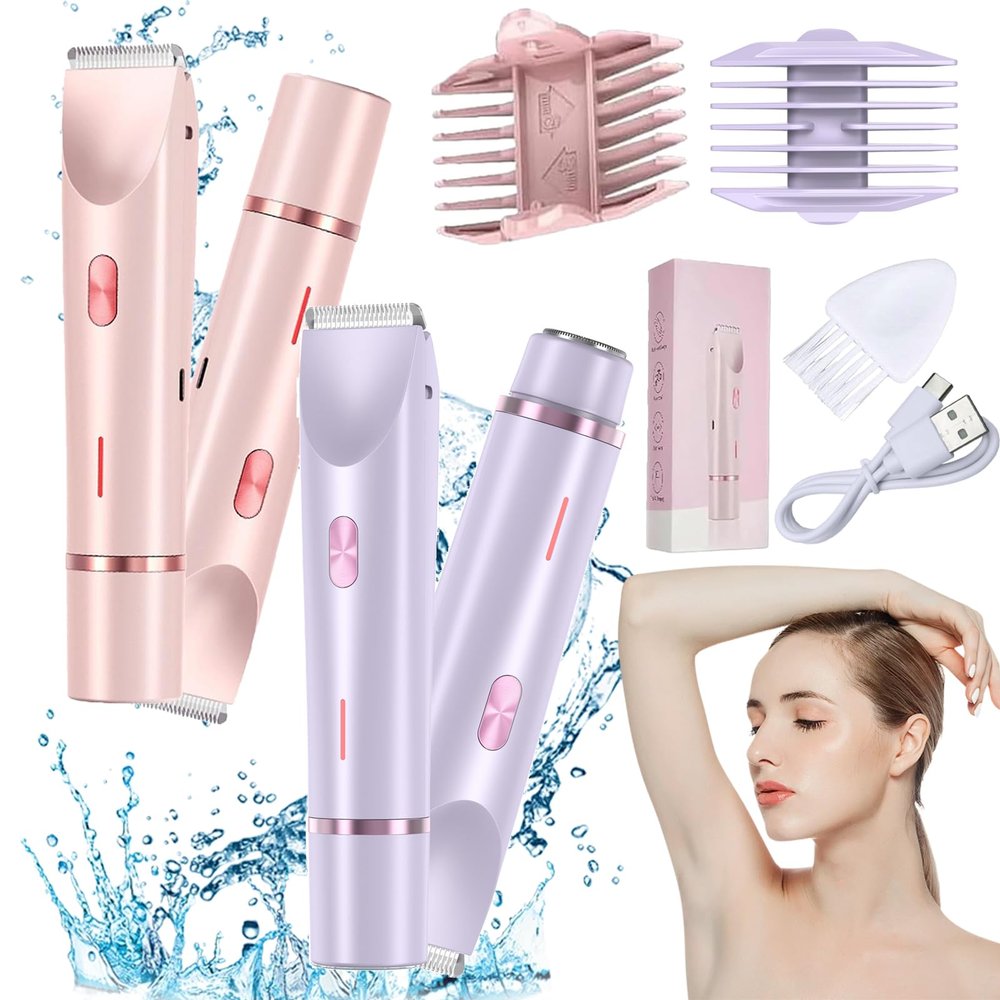 Beauty Bloom Electric Razor, Beauty Bloom 2.0, Beauty Bloom Trimmer, Beauty Bloom Razor for Women, Comfort 2 in 1 Electric Lady Shaver for Wet & Dry Use (Pink+Purple)