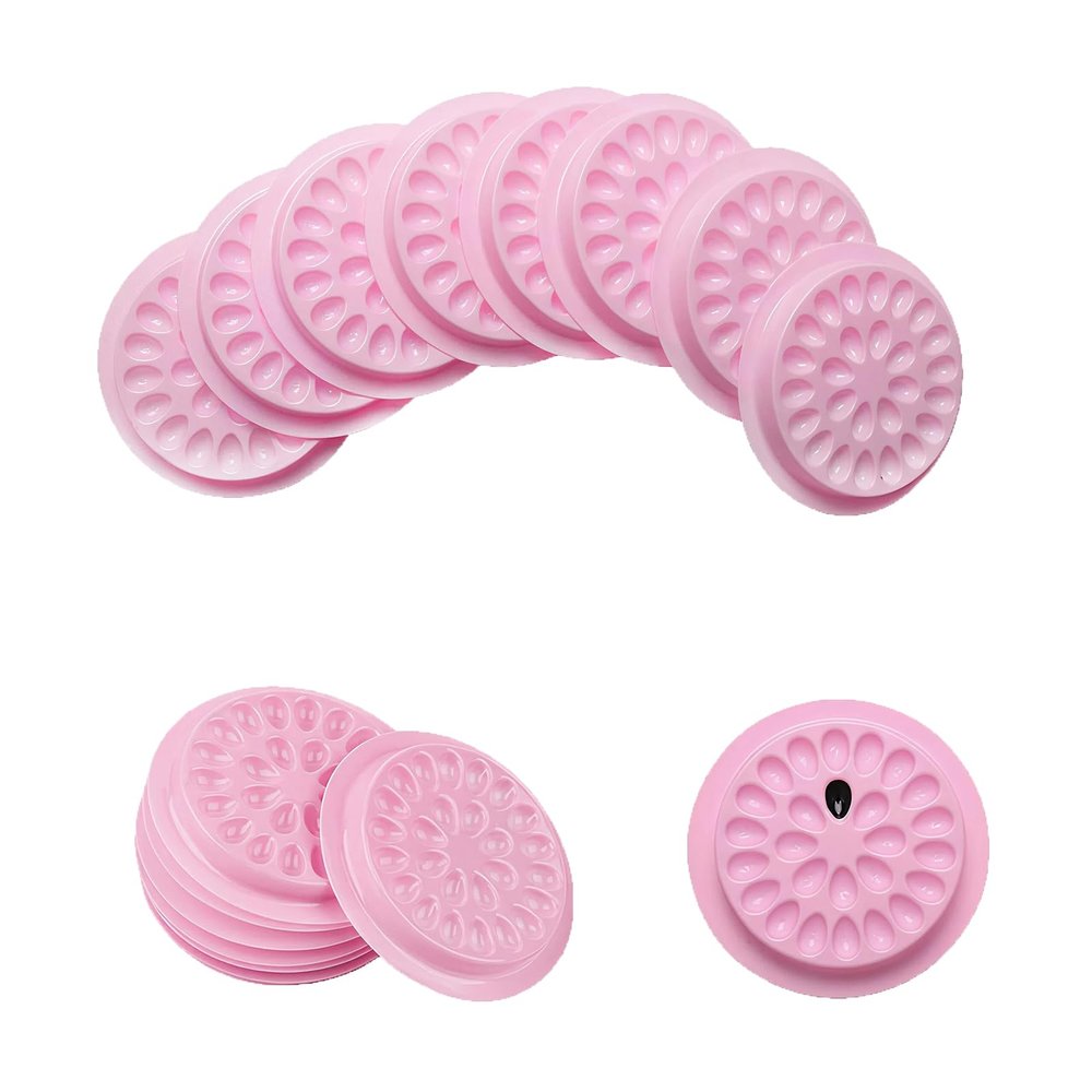 20 Pcs False Lash Glue Holder Disposable Eyelash Extension Trays Plastic Eyelash Extension Glue Pallet Pad for Salon and DIY Lash Kits (Pink)