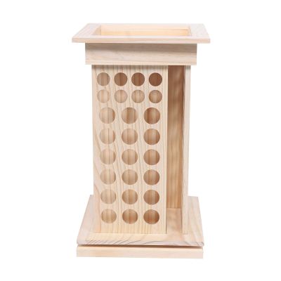 104-Hole Wooden Essential Oil Display Rack, 8 Tiers Rotating Pine Organizer for Home, Beauty Salon, Perfume Store, Hold 5ml & 15ml Bottles, Space-Saving Countertop Holder, Easy Access, 9.44*15.74in