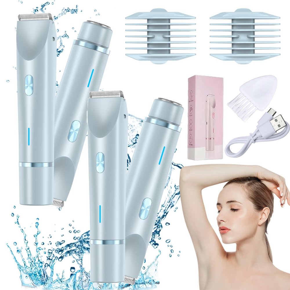 Beauty Bloom Electric Razor, Beauty Bloom 2.0, Beauty Bloom Trimmer, Beauty Bloom Razor for Women, Comfort 2 in 1 Electric Lady Shaver for Wet & Dry Use (Blue*2)