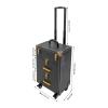 AOOCHU Rolling Makeup Train Case Travel Make Up Case Cosmetic Train Case Rolling Portable Makeup Case Beauty Train Case With Universal Wheels & Key For Hairdresser Makeup Artist (Black+Bronze) view 2