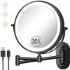 30X/1X Wall Mounted Lighted Makeup Mirror, 8'' Double Sided Rechargeable Magnifying Bathroom Mirror with Light, 3 Color Lights Touch Dimmable Extended Arm 360 Rotation Light up Mirrors view 1